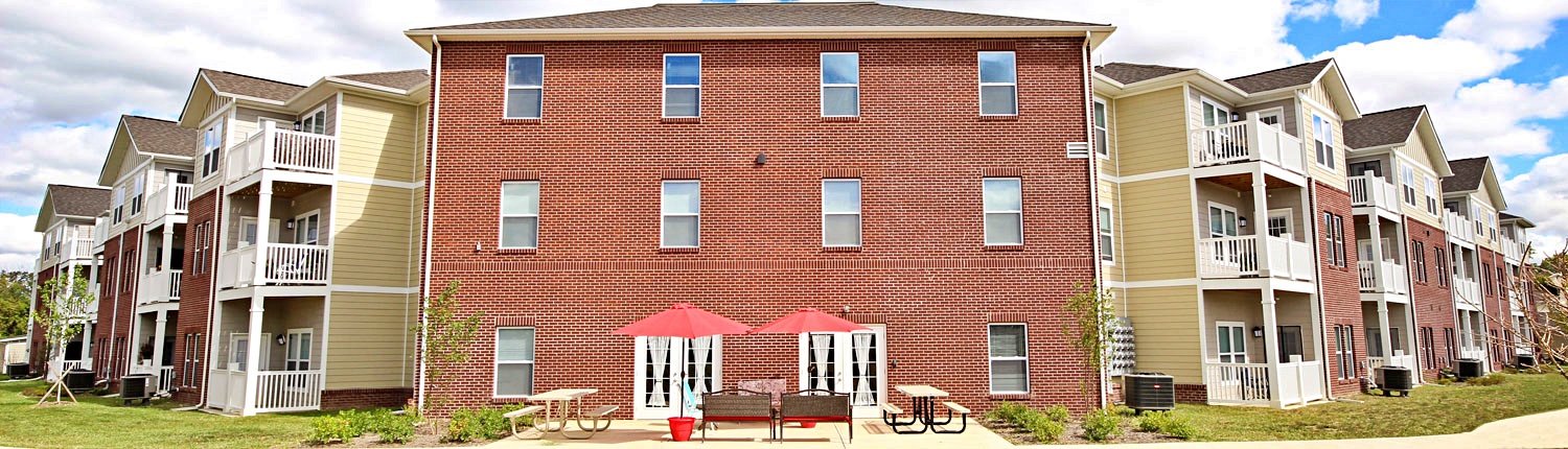 exterior view of the Commons at Little Bark Creek Apartments in Fremont, Oh